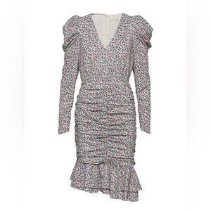 NOTES DU NORD X ANTHROPOLOGIE naya floral ruffles v neck symphony dress 40